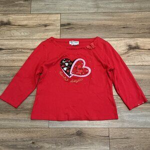 Jack B Quick Heart’s Delight Top SZ Medium Red Beaded 3/4 Sleeve Y2k Vintage